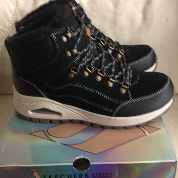 Skechers Street Black boots womens 10 new - Picture 4 of 9